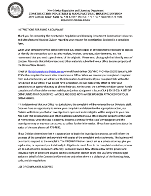 New Mexico Construction Complaint Form
