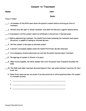 Consent to Treatment Form