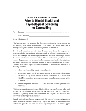 School Immunization Exemption Form