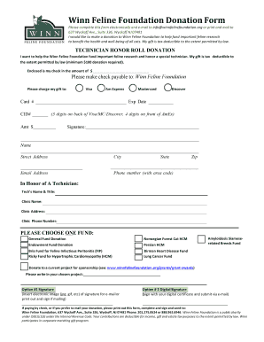 Winn Feline Foundation Donation Form