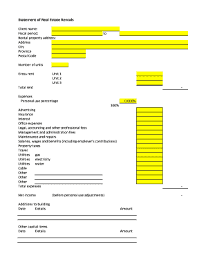 Statement of Real Estate Rentals