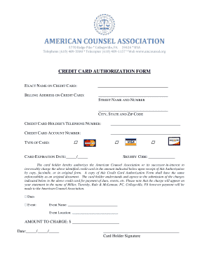 Credit Card Authorization Form