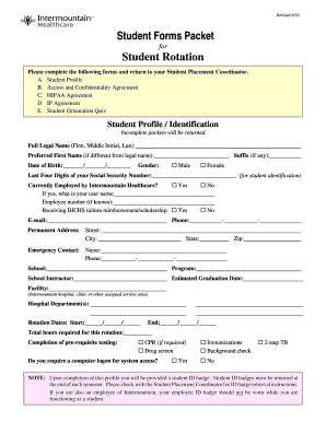 Student Rotation Forms Packet