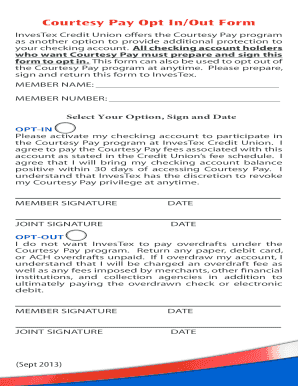 InvesTex Overdraft Protection Opt-In Form