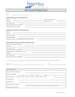 Wire Transfer Request Form