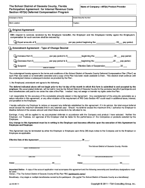 School District 457(b) Deferred Compensation Agreement