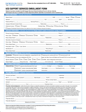 Horizon UCD Support Services Prescription Form