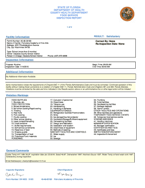 Florida Food Service Inspection Report