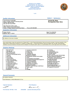 Florida Food Service Inspection Report