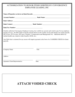 Authorization to Honor Items Debited by Convergence