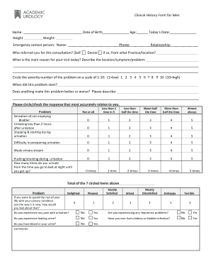Clinical History Form for Men