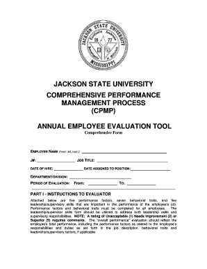 Jackson State University Annual Employee Evaluation Form