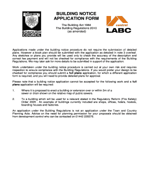 UK Building Notice Application Form