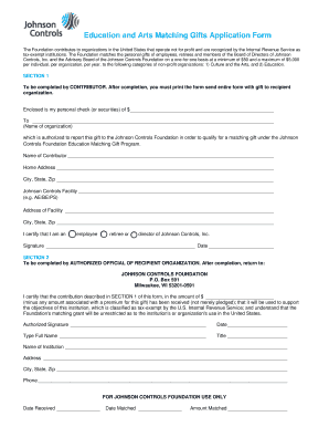 Johnson Controls Education and Arts Matching Gifts Program
