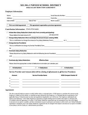 Selma Unified 403(b) Salary Reduction Agreement