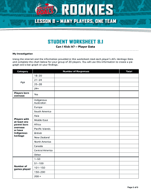 AFL Player Data Worksheet
