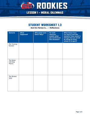 Student Worksheet 1.3 - Moral Dilemmas