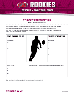 Student Leadership Profile Worksheet