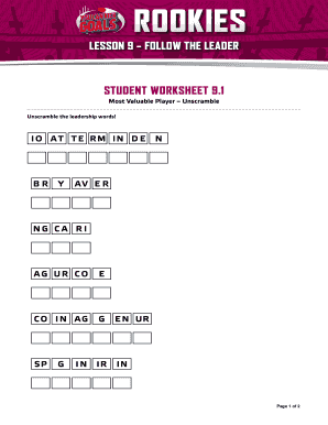 Student Worksheet 9.1