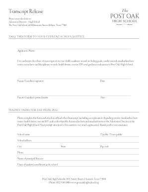Transcript Release Authorization