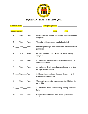 Equipment Safety Hatbox Quiz