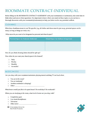 Roommate Contract Individual Form