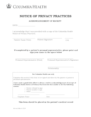 Notice of Privacy Practices Acknowledgement