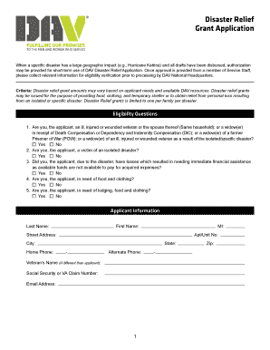 Disaster Relief Grant Application