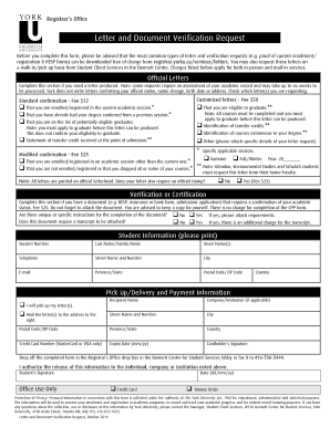 York University Letter and Document Verification Request