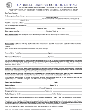 Field Trip Permission Form