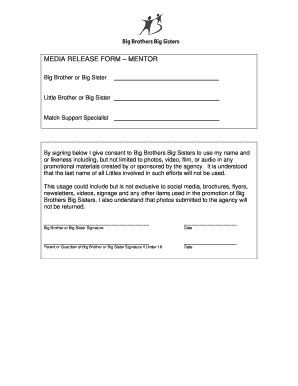 Media Release Form - Big Brothers Big Sisters