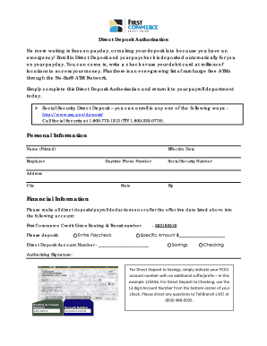 Direct Deposit Authorization Form