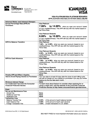 Visa Platinum Credit Card Application and Solicitation Disclosure