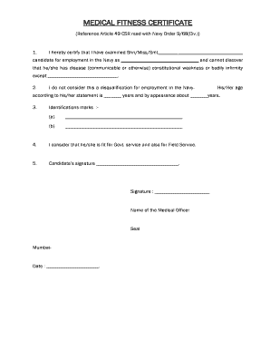 Medical Fitness Certificate