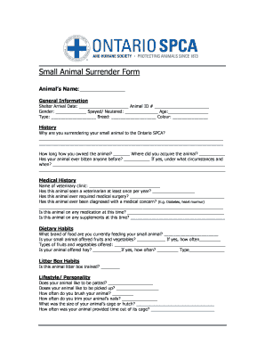 Small Animal Surrender Form