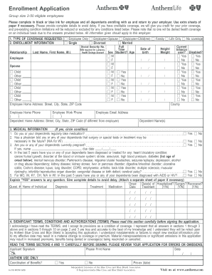 Anthem Health Insurance Enrollment Application