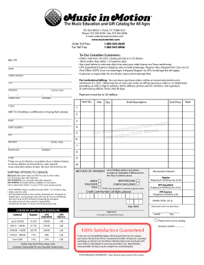 Music Motion Order Form