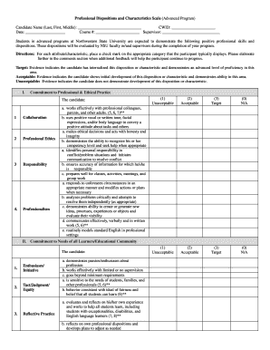 Professional Dispositions and Characteristics Scale