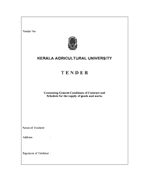 Kerala Agricultural University Tender Form