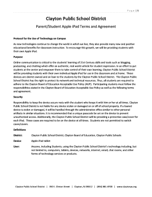 Clayton Public School District Apple iPad Terms and Agreement
