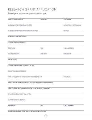 Research Grant Application