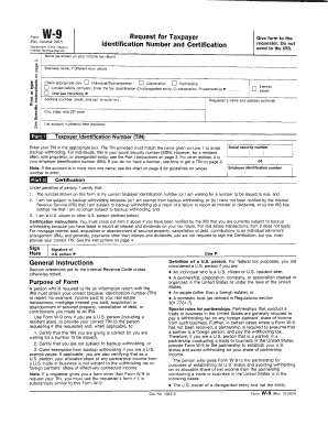 Form W-9 Request for Taxpayer Identification Number and Certification