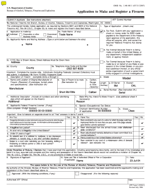 ATF Form 1 Firearm Registration Application