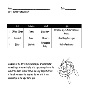 RAFT Writing Activity Template