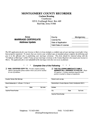 Iowa Marriage Certificate Application