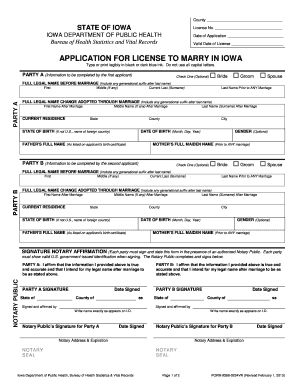 Iowa Marriage License Application