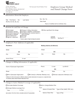 Employee Group Medical and Dental Change Form
