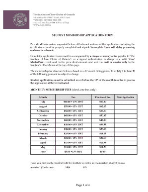 Student Membership Application Form