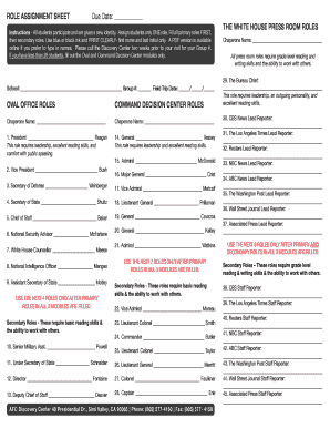 Role Assignment Sheet