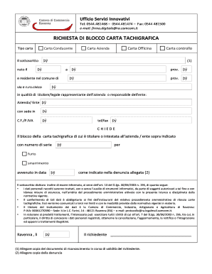 RICHIESTA DI BLOCCO CARTA TACHIGRAFICA